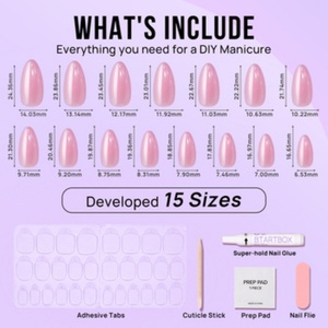 BTArtbox 30pcs Soft Gel Press on Nails Glazed <b>Pink</b> Long Almond Fake Nails Press on Handmade Press on Nails Vendor - Product Image 4