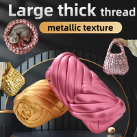 Fil fantaisie géant 100 % polyester métallisé brillant teint en masse 250g, direct usine, pour couverture tricotée à la main, lit pour animaux de compagnie et artisanat