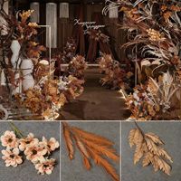 Série de fleurs artificielles en soie YILUN, fleurs mélangées faites à la main, tiges florales réalistes couleur caramel pour bouquet de mariage, décoration de plafond
