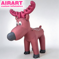 Renne gonflable géant de dessin animé, renne gonflable de Noël personnalisé de couleur unie pour la décoration des centres commerciaux et des vitrines