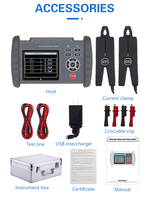 Medidor de Voltaje y Amperaje de Doble Pinza, Medidor de Fase de Corriente Alterna, Secuencia de Fase, Potencia Activa, Factor de Potencia, Frecuencia, 600V 20A USB 500