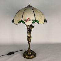Vente en gros directe de lampes de table européennes rétro en verre coloré, base en alliage de cuivre antique, mosaïque teintée, verre plié à la chaleur