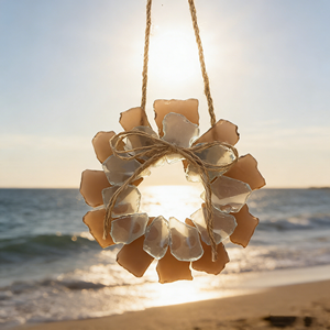 Envío Directo: Corona de Flores de Vidrio Marino, Hecha a Mano, con Acabado Arenado, Estilo Bohemio Moderno Minimalista, para Decoración de Ventanas y Balcones - Product Image 3