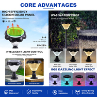Lampes de colonne extérieures à bas prix, large angle d'émission lumineuse, 20 W, tout-en-un, effet d'éclairage RGB, lampes solaires de jardin, lampes de pilier
