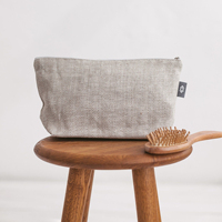 Sac de maquillage en lin blanc personnalisé en gros, grand format, écologique, sac de toilette bio pour femmes et hommes.