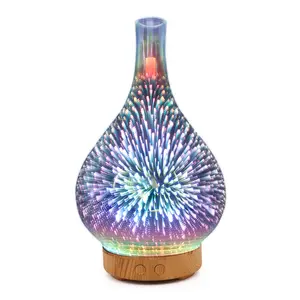 100ml creative night light 3D glass fireworks aroma machine colorful fragrant starry heart humidifier
