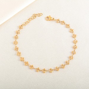Bracelet en acier inoxydable en forme de fleur, couleur or et argent, motif croisé, chaîne faite à la main pour femme, cadeau de bijoux - Product Image 1