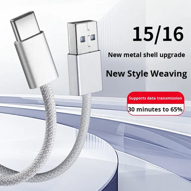 New 2m Black 120W Braided Fast Charging USB Type-C 6A Flash Cable Zinc Alloy Nylon for OPPO Car Printer 6A Auto Detect Fast