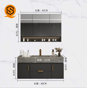 Mobile Bagno Moderno Europeo da Parete in Legno con Doppio Lavabo - Product Image 6