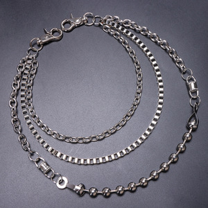 Fashionable Multi Layer Pants <b>Chain</b> Tibetan Silver Ball Shape Waist <b>Chain</b> Casual Hip Hop Punk Style Denim Jeans Accessory - Product Image 3