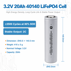 Batterie cylindrique rechargeable LiFePO4 Misen 40140 3.2V 20Ah, cellule LFP haute puissance 2C pour stockage d'énergie des véhicules électriques - Product Image 2