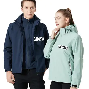 LH için özel Softshell su geçirmez ceket yürüyüş Unisex rüzgarlık 3 in 1 erkekler açık ceket kış polar rüzgarlık ceket