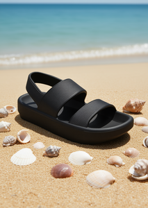 Sandali Unisex in EVA con Doppio Cinturino, Comodi, Estivi, a Punta Aperta, Tinta Unita, Slip-On, Fodera in Tessuto, Suola in EVA - Product Image 2