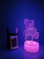 Lampe de nuit LED 3D à illusion d'optique personnalisée moderne RGB rouge/bleu noir/blanc pour chambre d'enfant, fonctionne avec batterie USB, base en acrylique, télécommande