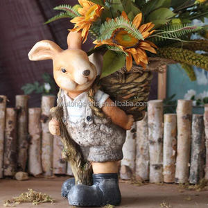 Pots de fleurs en résine pour animaux du jour de Pâques fabriqués à la main Statues de lapin personnalisées pour la décoration de jardin Artisanat en résine unique - Product Image 5