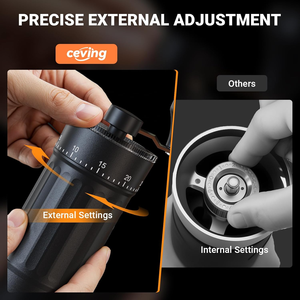 Macinacaffè Manuale Portatile con Base in Vetro, 40 Livelli di Regolazione, per Caffè Pour Over, Classico Macinino a Manovella - Product Image 3