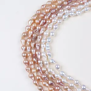 8mm natural drop shape baroque freshwater pearl strands necklace