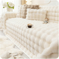 Housse de canapé en fausse fourrure - Peluche épaisse, antidérapante, chaude, lavable en machine, 3 places