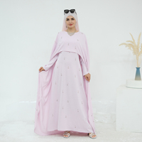 Ensemble modeste 2 pièces style cape Loriya orné de perles et de diamants, respirant, de luxe, pour mariage, Abaya de mariée, robe Abaya musulmane