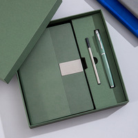 Coffret Cadeau Carnet de Notes Professionnel Transfrontalier Forme Constante avec Tasse Thermos, Carnet de Réunions de Bureau et Journal en Papier PU Forestier