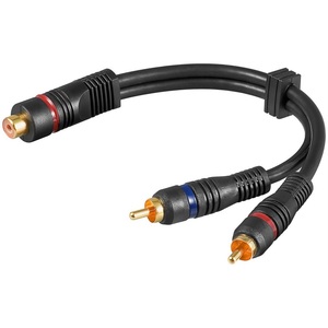 Cable adaptador de audio Rca hembra a 2 Rca macho con doble blindaje para conexión de sonido estéreo - Product Image 1