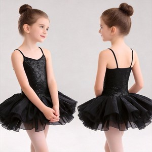 Robe de tutu de ballet à paillettes pour filles, justaucorps de danse scintillant, jupe en tulle, costume de performance de ballerine - Product Image 4