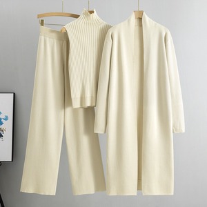 Nouvel ensemble élégant et simple printemps-automne 2026 : débardeur sans manches en organza brodé anti-statique à col en V + pull long - Product Image 1