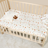 Jupe de lit bébé en coton élastique ajustée, hypoallergénique, toutes saisons, style européen et américain, motif ours, lune et étoiles