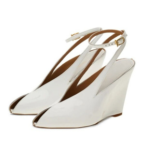 Nouvelles Sandales Compensées à Talons Hauts pour Femmes, Grande Taille 45, Modèles Peep Toe, Chaussures Habillées à Brides Croisées à la Cheville en Cuir Verni - Product Image 3