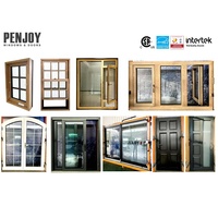 Fenêtre à battant moderne PENJOY en bois recouvert d'aluminium, double vitrage trempé, moustiquaire en acier inoxydable, pour chambre et extérieur