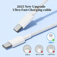 Câble de charge rapide USB-C Type C PD 60W tressé pour iPhone 17 16 15 Pro Max, Huawei, Xiaomi, Samsung, Google