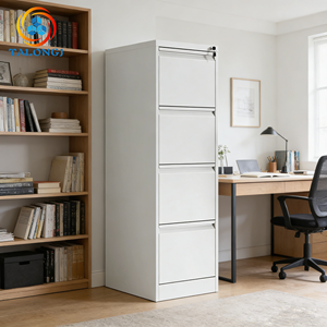 Armoire de classement en acier A4 avec 4 tiroirs et serrure à clé, design moderne - Rangement multifonctionnel pour documents - Product Image 5