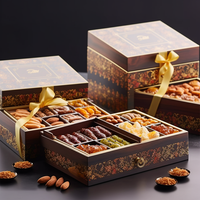 Boîte à chocolat de luxe personnalisée avec logo, 3 tiroirs, vide, pour chocolats comestibles, emballage en bois, cadeau pour l'Aïd Moubarak et le Ramadan