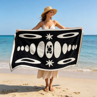Wholesale Custom High-quality 100% Cotton Absorbent Skin-friendly Sand-proof Jacquard Modern Eco-Friendly Beach Towel