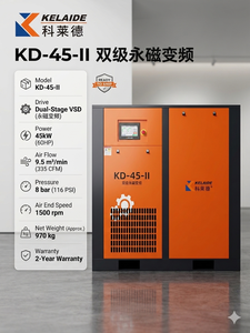 Compresseur d'air à vis statique à refroidissement par air, lubrifié, à deux étages, PM VFD, 18,5 kW, 25 CV, haute efficacité pour usine - Product Image 5
