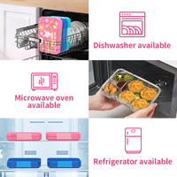 Ensemble repas Oumeng en plastique PP, divisibles, avec couvercle anti-fuite, sans BPA, pour adultes et enfants, et gourde chauffable et compatible micro-ondes