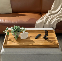 Plateau de service rectangulaire en bois d'acacia, de style classique, adapté aux aliments, avec couleur et taille personnalisables pour la cuisine à domicile