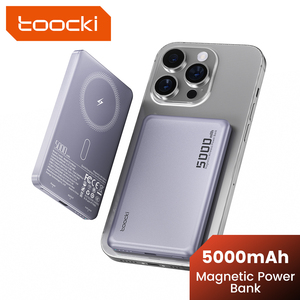 Toocki Slim Magnetic Power Bank 5000mAh 2-in-1 Fast Charger Magnetic Wireless 20W PD Wired Stable No Lens Block for Phone Tablet