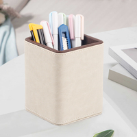 Porte-stylos carré en cuir PU, porte-crayons, organisateur de papeterie de bureau, boîte de rangement pour accessoires de bureau