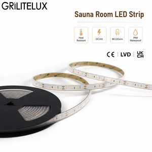 Bande LED IP68 SMD3030 80 LED/m DC24V Blanc Neutre 4,8W Résistante aux Hautes Températures Rouleau de 5m pour Bancs de Sauna - Product Image 1