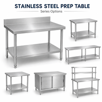 Table de préparation alimentaire en acier inoxydable avec pare-éclaboussures et étagère inférieure pour cuisines de café, fabrication sur mesure, approvisionnement en gros