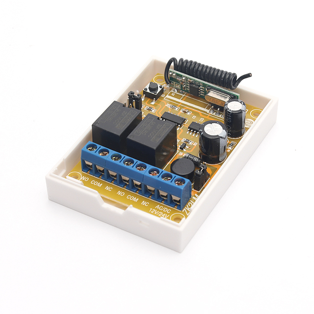 433MHz DC 12/24V RF Remote Control Switch 2CH Relay Receiver Smart Home Automation Module for Garage Gate