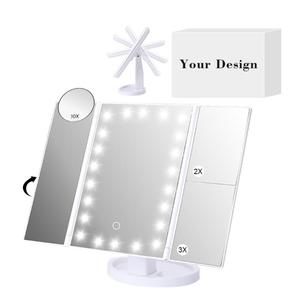 LED Foldable Makeup Vanity <b>Mirror</b> Touch Dimmable Cosmetic <b>Mirror</b> USB Rechargeable Portable - Product Image 4