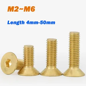 <strong>Screw</strong> M2 M2.5 M3 M4 M5 M6 Brass <strong>Flat</strong> <strong>Screw</strong> DIN7991 Brass Hexagon Hex Allen Socket Countersunk Head <strong>Screws</strong> Bolts - Product Image 1