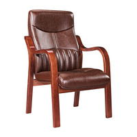 Chaise d'invité de réunion en bois massif classique avec coussin en cuir noir durable Chaises de visiteur de bureau durables pour chaises de bureau en bois