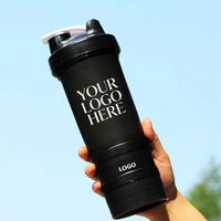 Bouteille shaker personnalisée à 3 compartiments, bouteille shaker personnalisée pour la salle de sport, bouteilles de protéines personnalisées, impression de logo, bouteille en plastique sans BPA, promotion