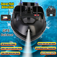 Bateau à appâts de pêche télécommandé sans fil avec sonar, détecteur de poissons, positionnement GPS, portée de 500 m, détection de profondeur de 50 m, bateau à appâts de pêche