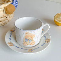 Ours coréen en céramique tasse et soucoupe ensemble mignon Ins Style anglais après-midi thé et café assiette à Dessert