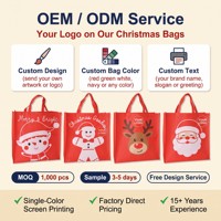 Sacs fourre-tout de Noël en PP non tissé, taille moyenne, ouverts en haut, écologiques, réutilisables, avec logo personnalisé, vente en gros, pour les achats de fin d'année