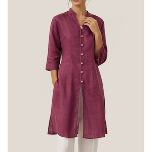 <span class=keywords><strong>Camicia</strong></span> da <span class=keywords><strong>Donna</strong></span> in Puro <span class=keywords><strong>Lino</strong></span> <span class=keywords><strong>100</strong></span>% con Maniche Lunghe e Colletto a Bottoni, Design Personalizzato - Product Image 1